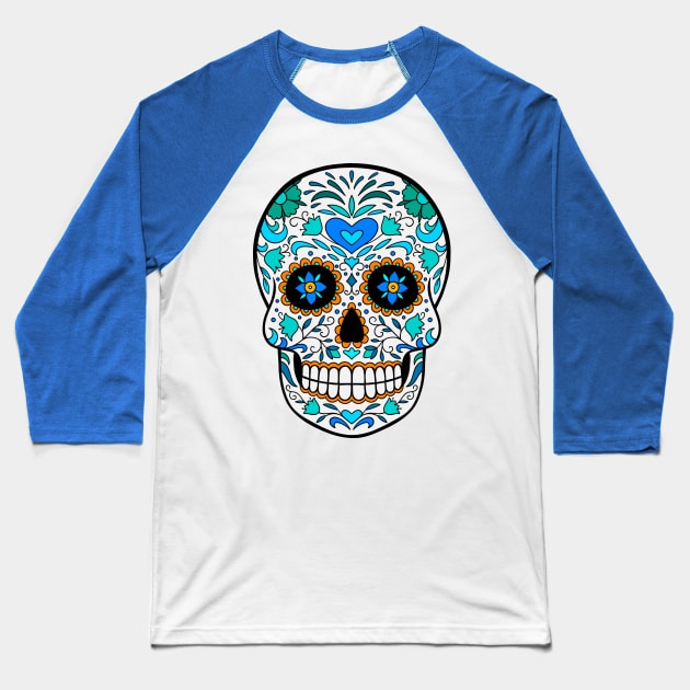 Sugar Skull Art Baseball T-Shirt by InshynaArt